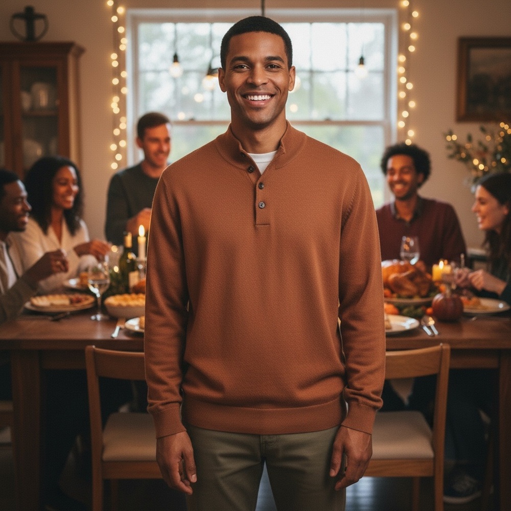 NWOT Alesbury x Stitch Fix 100% Cotton‎ Classic Mockneck Sweater Thanksgiving